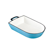 Lade das Bild in den Galerie-Viewer, Ein kleiner Bräter aus Gusseisen. Der Bräter ist von Gourmetina. Die Innenseite ist weiß emailliert. Die Außenseite ist farbig emailliert.