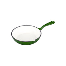 Lade das Bild in den Galerie-Viewer, Eine kleine Bratpfanne aus Gusseisen. Die Pfanne ist von Gourmetina. Die Innenseite ist weiß emailliert. Die Außenseite ist farbig emailliert.